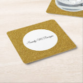 パーソナライズ金ゴールドグリッターフレームイメージあなたの名前 スクエアペーパーコースター (アングル)