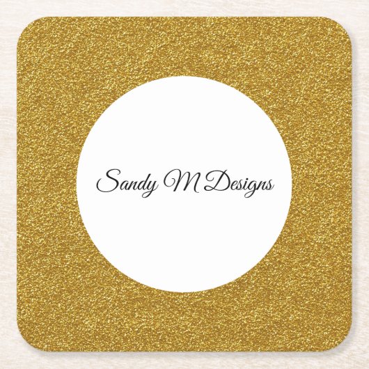 パーソナライズ金ゴールドグリッターフレームイメージあなたの名前 スクエアペーパーコースター (正面)