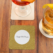 パーソナライズ金ゴールドグリッターフレームイメージあなたの名前 スクエアペーパーコースター