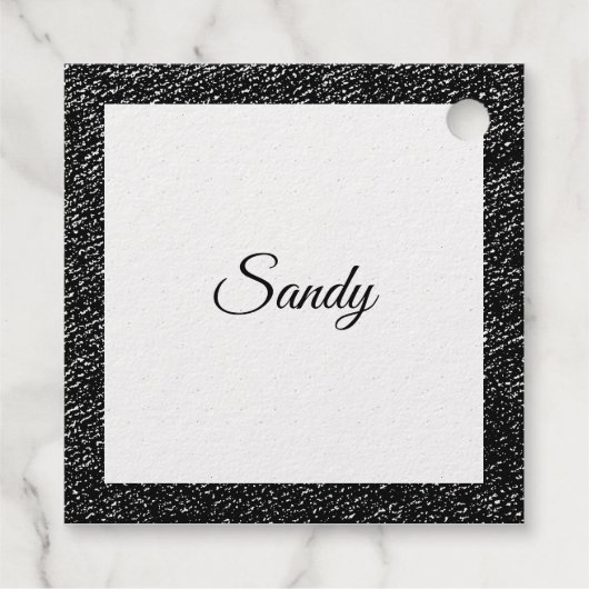 パーソナライズ金ゴールドグリッターフレームイメージあなたの名前 フェイバータグ (裏面)