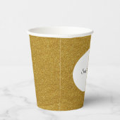 パーソナライズ金ゴールドグリッターフレームイメージあなたの名前 紙コップ (右)