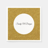 パーソナライズ金ゴールドグリッターフレームイメージ名紙 スタンダードカクテルナプキン (正面)