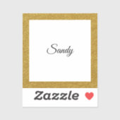 パーソナライズ金ゴールドグリッターフレームイメージ名(正方形) シール (シート)