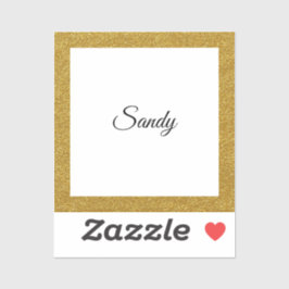 パーソナライズ金ゴールドグリッターフレームイメージ名（正方形） シール