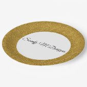 パーソナライズ金ゴールドグリッターフレーム画像あなたの名前Squ ペーパープレート (アングル)