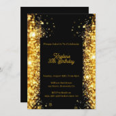パーソナライズ金ゴールドグリッター誕生日招待状 招待状 (正面/裏面)