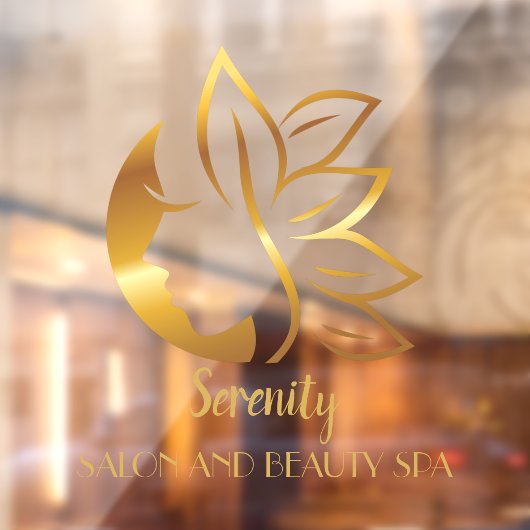 パーソナライズ金ゴールドティント女性のサロンとスパショップ1 ウィンドウサイン (シート2)