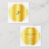 パーソナライズ金ゴールドルックエレガントモノグラムテンプレート スクエア名刺 (正面/裏面)