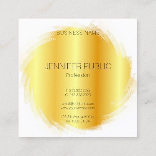 パーソナライズ金ゴールドルックエレガントモノグラムテンプレート スクエア名刺 (裏面)