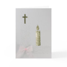 パーソナライズ金ゴールド聖十字、ろうそく、ピンクの弓