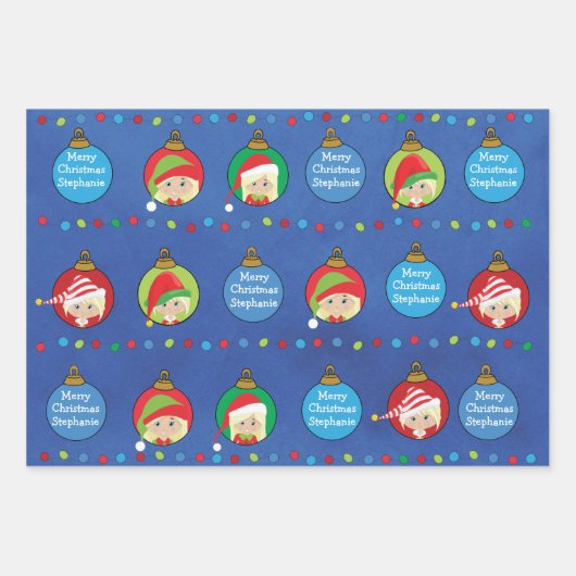 パーソナライズ金髪ガール小妖精や小人 ラッピングペーパーシート (正面2)