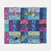 パーソナライズ青い鳥のヴィンテージボヘミアンヴィンテージ フリースブランケット (正面(横))