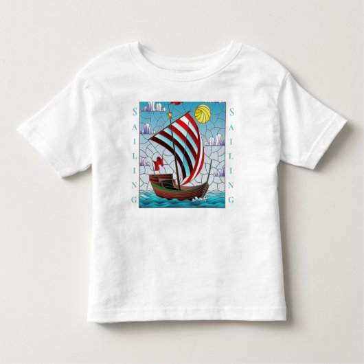 パーソナライズ青海セールボートスカイ澄んサン トドラーTシャツ (正面)