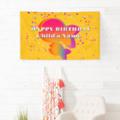 パーソナライズ魚の子供ハッピーバースデー黄色 横断幕 (インサイチュ)