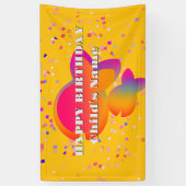 パーソナライズ魚の子供ハッピーバースデー黄色 横断幕 (縦)