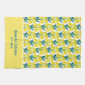 パーソナライズ黄色の水仙の花柄 キッチンタオル (横)