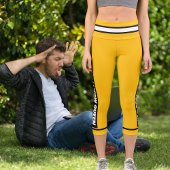 パーソナライズ黄色オレンジ色の白黒猫のペット名 カプリレギンス