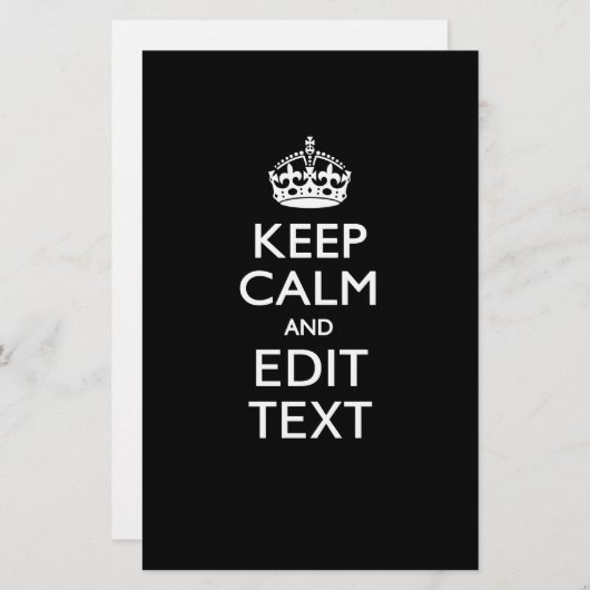 パーソナライズ黒のあなたの文字を持つために平静を保って下さい 便箋 (正面/裏面)