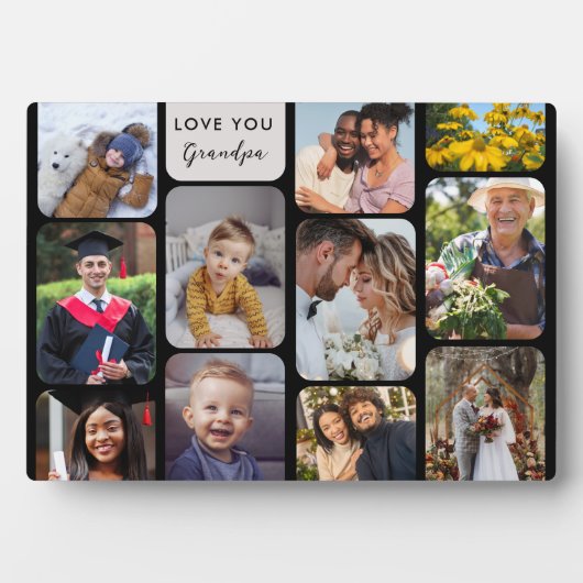 パーソナライズ11写真モダンシックな愛おじいちゃん フォトプラーク (正面)