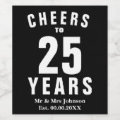 パーソナライズ25th結婚記念日ワインラベル ワインラベル (シングルラベル)
