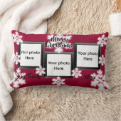 パーソナライズ3フォトホリデー応援雪 ランバークッション (ブランケット)