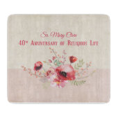 パーソナライズ40周年記念の修道女、ピンクと カッティングボード (正面)