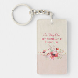 パーソナライズ40周年記念の修道女、ピンクと キーホルダー