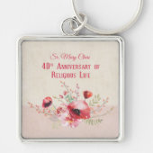 パーソナライズ40周年記念の修道女、ピンクと キーホルダー (正面)