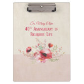 パーソナライズ40周年記念の修道女、ピンクと クリップボード (正面)
