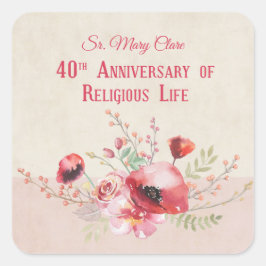 パーソナライズ40周年記念の修道女、ピンクと スクエアシール