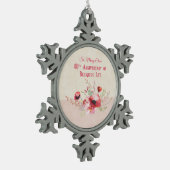 パーソナライズ40周年記念の修道女、ピンクと スノーフレークピューターオーナメント (左)