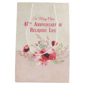 パーソナライズ40周年記念の修道女、ピンクと ミディアムペーパーバッグ (裏面)
