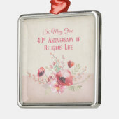 パーソナライズ40周年記念の修道女、ピンクと メタルオーナメント (左)