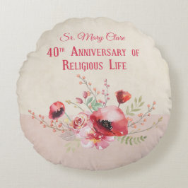 パーソナライズ40周年記念の修道女、ピンクと ラウンドクッション