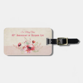 パーソナライズ40周年記念の修道女、ピンクと ラゲッジタグ