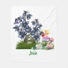 パーソナライズ7月誕生花と石 フリースブランケット