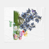 パーソナライズ7月誕生花と石 フリースブランケット (正面(横))