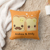 パーソナライズ-かわいいのかわいいトーストのカップル クッション (ブランケット)