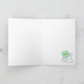 パーソナライズ-かわいいのクローバーが付いているかわいく白いバニー カード (内部)