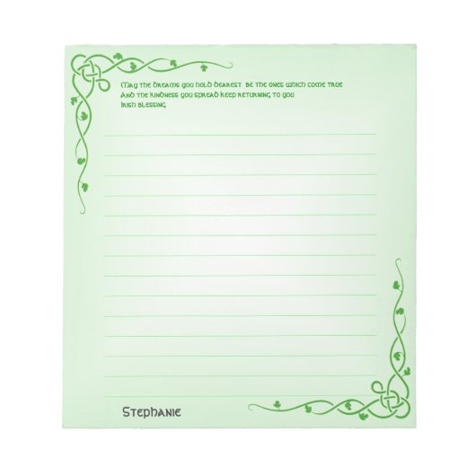 パーソナライズ:アイリッシュ賛美ズ(#1)ケルトの組み合わせ ノートパッド (正面)