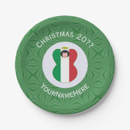 パーソナライズ イタリアン エンジェル クリスマス フラッグ ペーパープレート