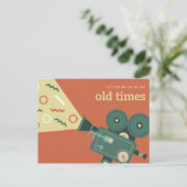 パーソナライズ - オレンジ ブルー フィルム レトロ ヴィンテージ ポストカード (スタンド正面)