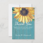 パーソナライズ カスタム ラスティック シック ヒマワリ バーンハウス ウッド サンキューカード (正面)