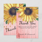 パーソナライズ カスタム ラスティック シック ヒマワリ バーンワッド サンキューカード (正面/裏面)