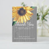 パーソナライズ カスタム ラスティック シック ヒマワリ バーン ウッド サンキューカード (スタンド正面)