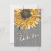 パーソナライズ カスタム ラスティック シック ヒマワリ バーン ウッド サンキューカード (裏面)