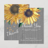 パーソナライズ カスタム ラスティック シック ヒマワリ バーン ウッド サンキューカード (正面/裏面)