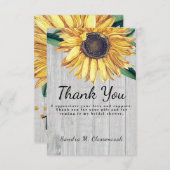 パーソナライズ カスタム ラスティック シック ヒマワリ バーン ウッド サンキューカード (正面/裏面)