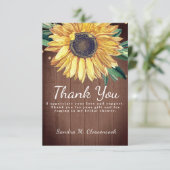 パーソナライズ カスタム ラスティック シック ヒマワリ バーン ウッド サンキューカード (スタンド正面)