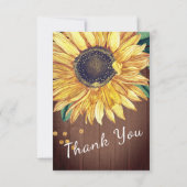 パーソナライズ カスタム ラスティック シック ヒマワリ バーン ウッド サンキューカード (裏面)
